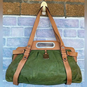 L.A.M.B buttery soft green leather shoulder bag